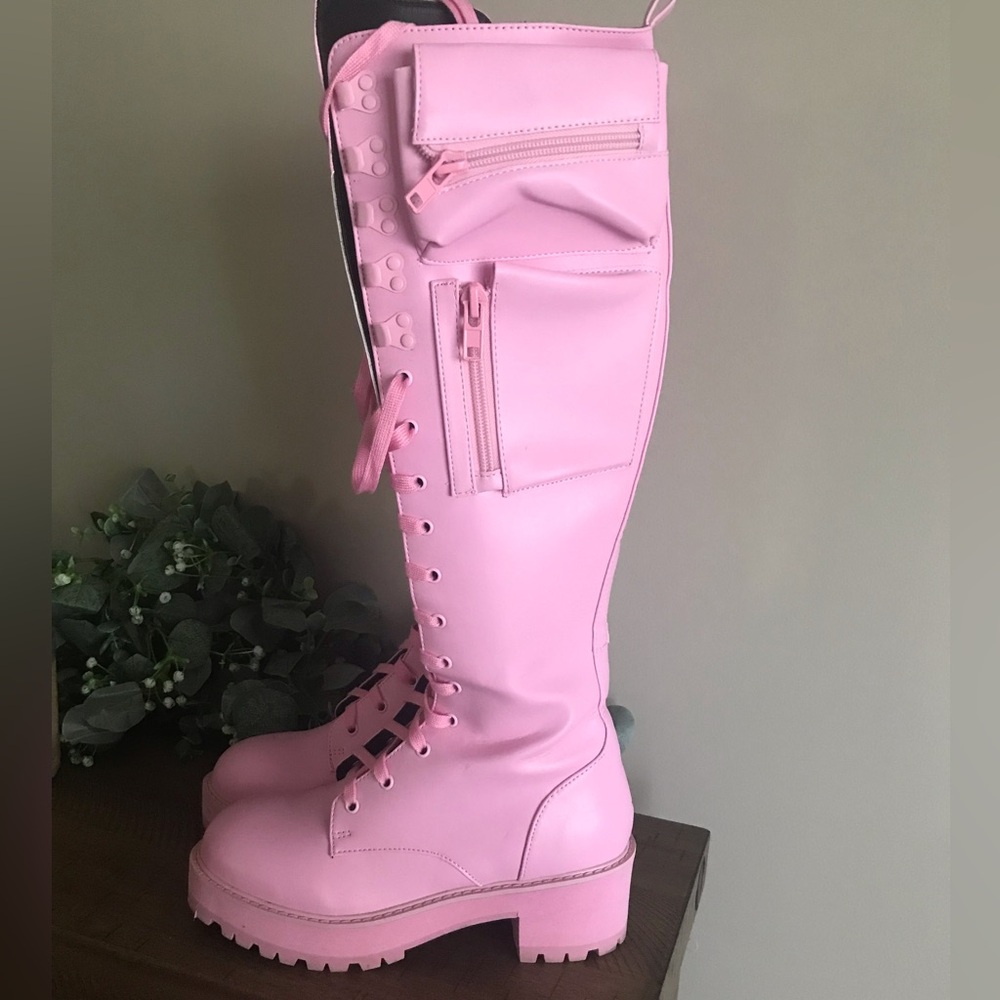 Dolls Kill Pink Over the Knee Boots
